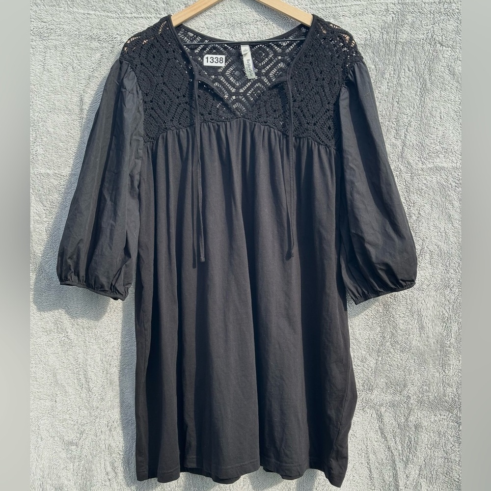 Torrid Belle Isle Black Crochet Lace Peasant Tunic Dress Swim Cover Up Size 2 - Picture 2 of 7